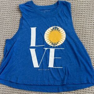 Spiritual Gangster Vibrant Blue Muscle Tee with Sunburst. Great used condition